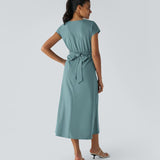 Vestido Cora longo de Cintura Alta  leve e Atemporal