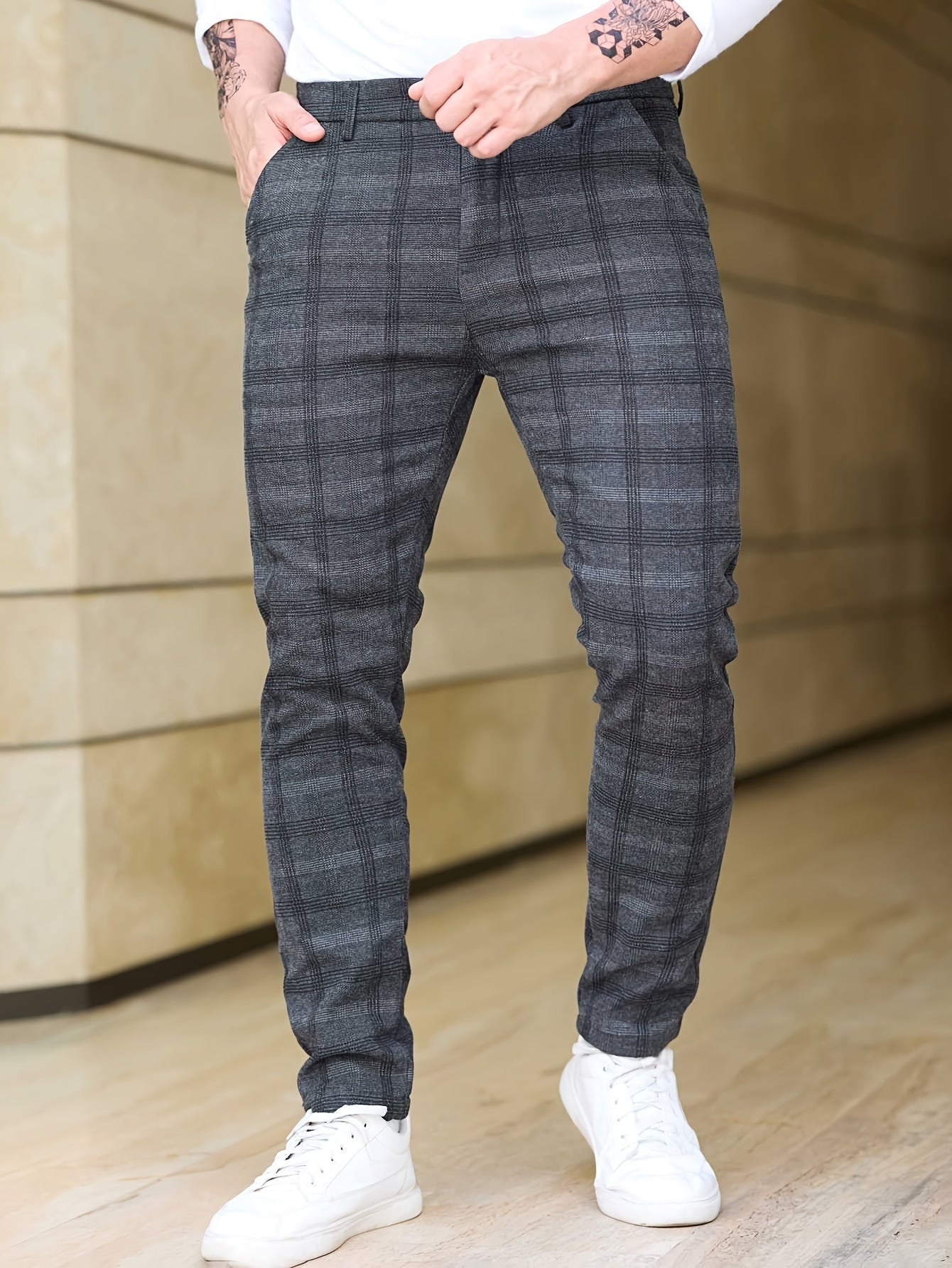 Calças Slim-Fit em Xadrez Flavio Santoro