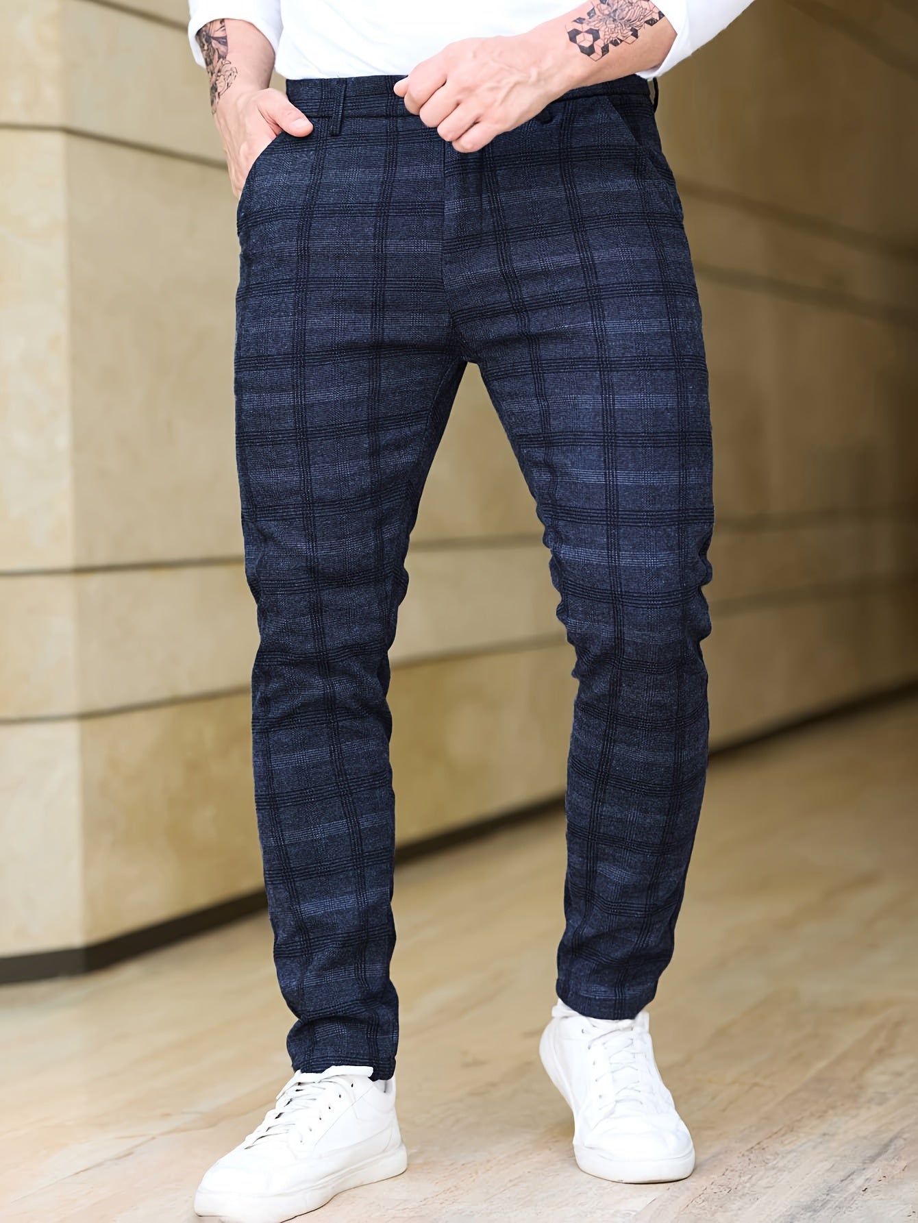 Calças Slim-Fit em Xadrez Flavio Santoro