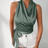 Florentia - Elegante Top Sem Mangas com Decote Halter e Cinto