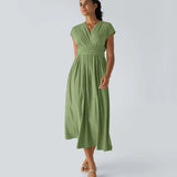 Vestido Cora longo de Cintura Alta  leve e Atemporal