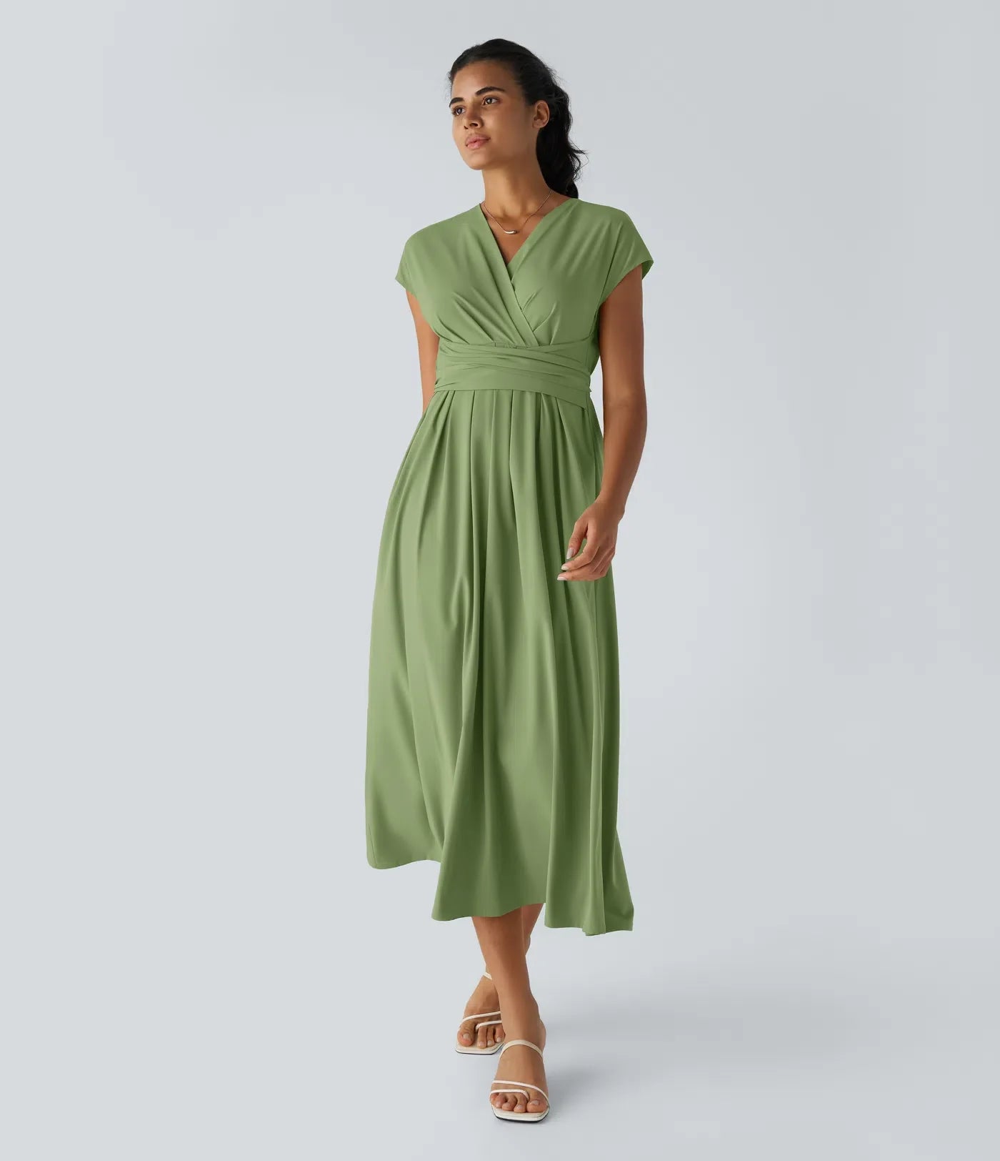 Vestido Cora longo de Cintura Alta  leve e Atemporal