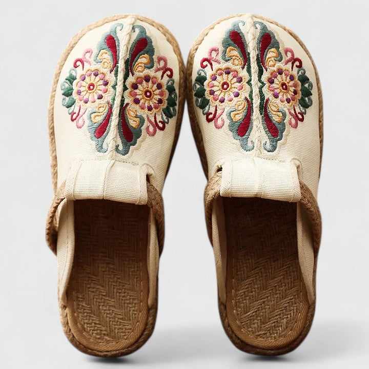 Marousse | Mules Florais Confortáveis Feitas à Mão