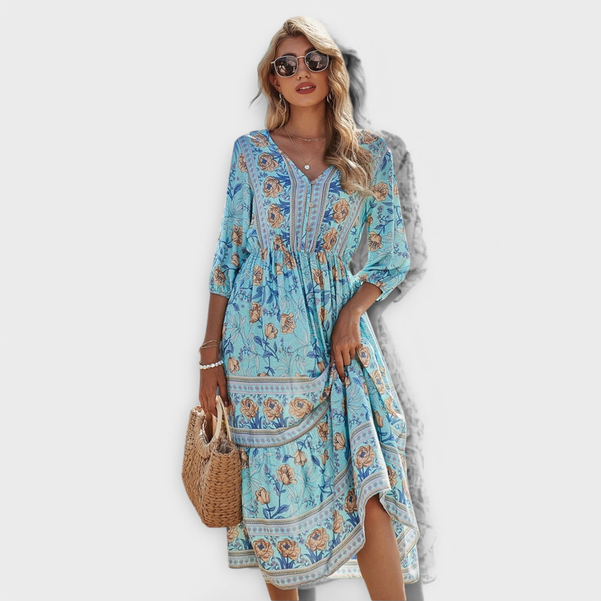 Xandra - Vestido Elegante com Estampa Floral