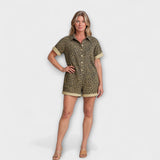 Nonette - Macacão de camisa com estampa de onça