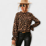Blusa Leoblouse com gola plissada