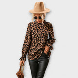 Blusa Leoblouse com gola plissada
