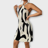 Nysaa - Vestido Halter Feminino com Estampa Elegante e Corte A