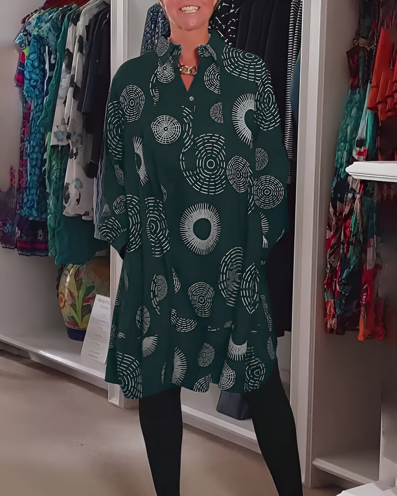 Demelza – Vestido de Manga Longa com Estampado Geométrico