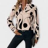 Blusa elegante com mangas longas e decote em V