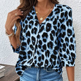 Savelle - Blusa de Leopardo de Manga Curta e Larga