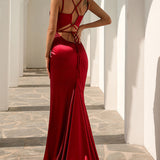 Vestido Cerimónia com Decote em V de Sereia