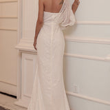 Vestido Cerimónia com Lantejoulas de Um Ombro