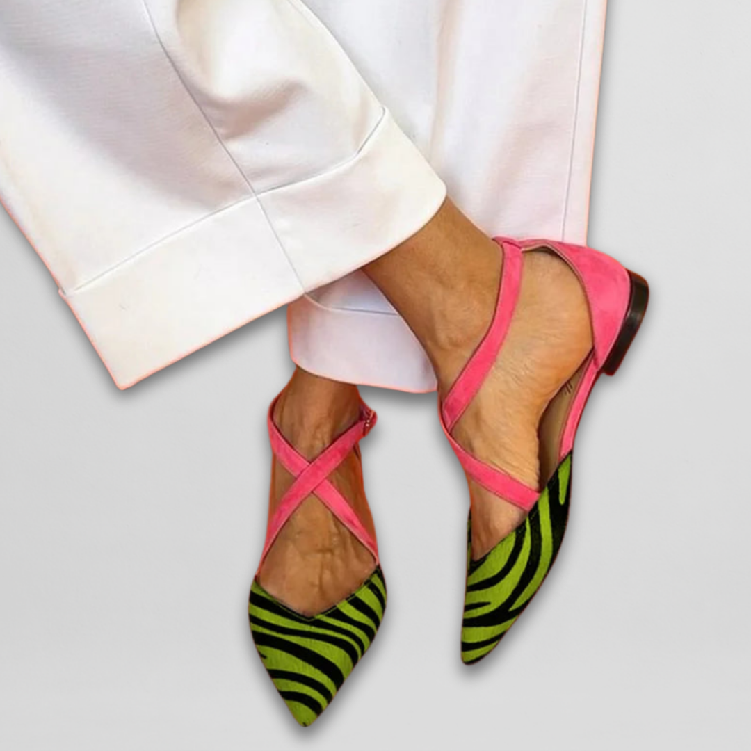 Véronique | Sapatos zebra com correias rosas