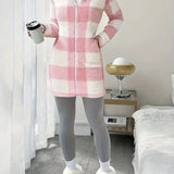 Casaco xadrez Melina suave e aconchegante