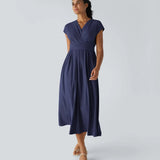 Vestido Cora longo de Cintura Alta  leve e Atemporal