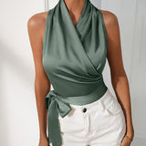 Florentia - Elegante Top Sem Mangas com Decote Halter e Cinto