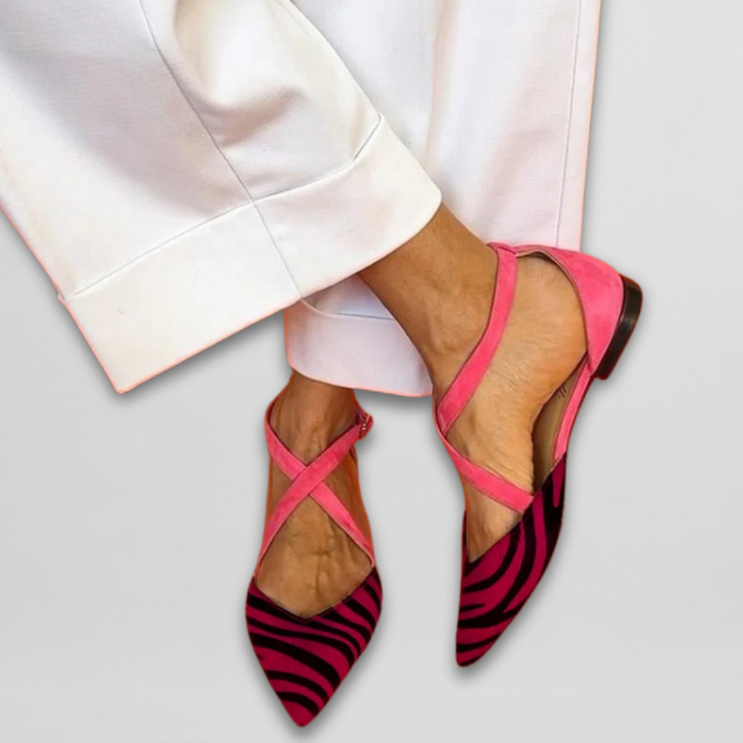 Véronique | Sapatos zebra com correias rosas
