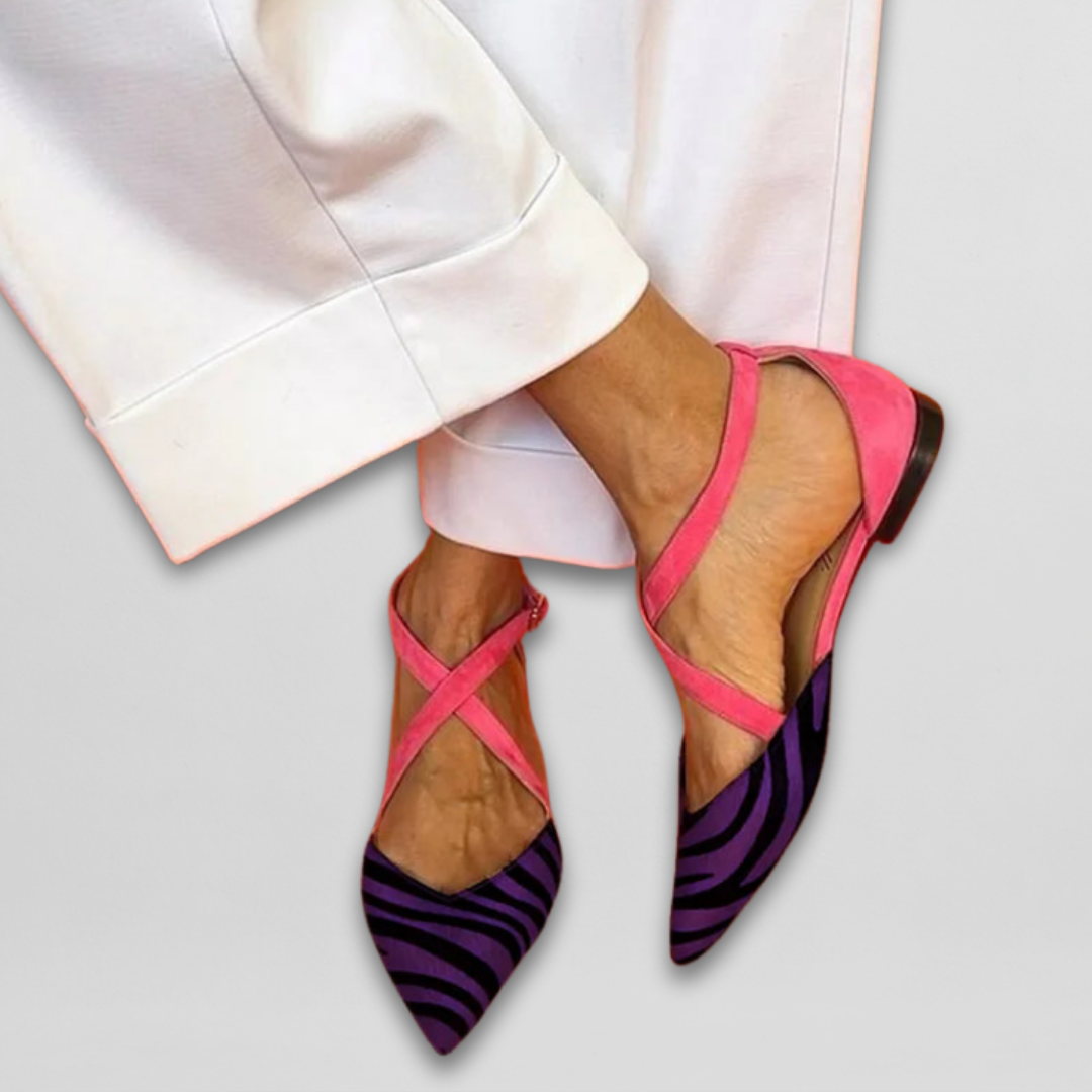 Véronique | Sapatos zebra com correias rosas