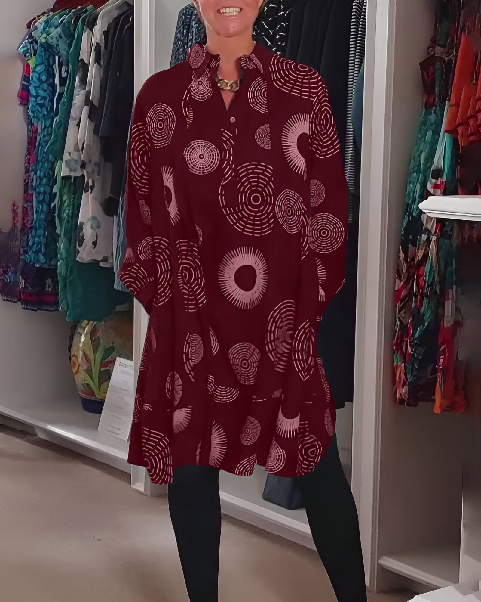 Demelza – Vestido de Manga Longa com Estampado Geométrico