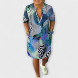 Liora - Vestido Colorido com Decote em V e Caimento Elegante