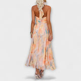 Rosie - Vestido Maxi com Decote Halter e Costas Abertas