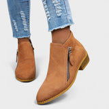 Botas Emma Azul Claro em Camurça com Cano Baixo