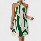 Nysaa - Vestido Halter Feminino com Estampa Elegante e Corte A