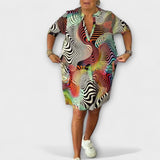 Liora - Vestido Colorido com Decote em V e Caimento Elegante