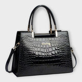 Eline - Bolsa de Mão em Couro de Crocodilo Brilhante