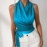 Florentia - Elegante Top Sem Mangas com Decote Halter e Cinto