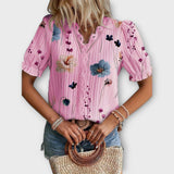 Blusa moderna com decote em V