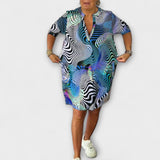 Liora - Vestido Colorido com Decote em V e Caimento Elegante