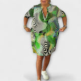 Liora - Vestido Colorido com Decote em V e Caimento Elegante