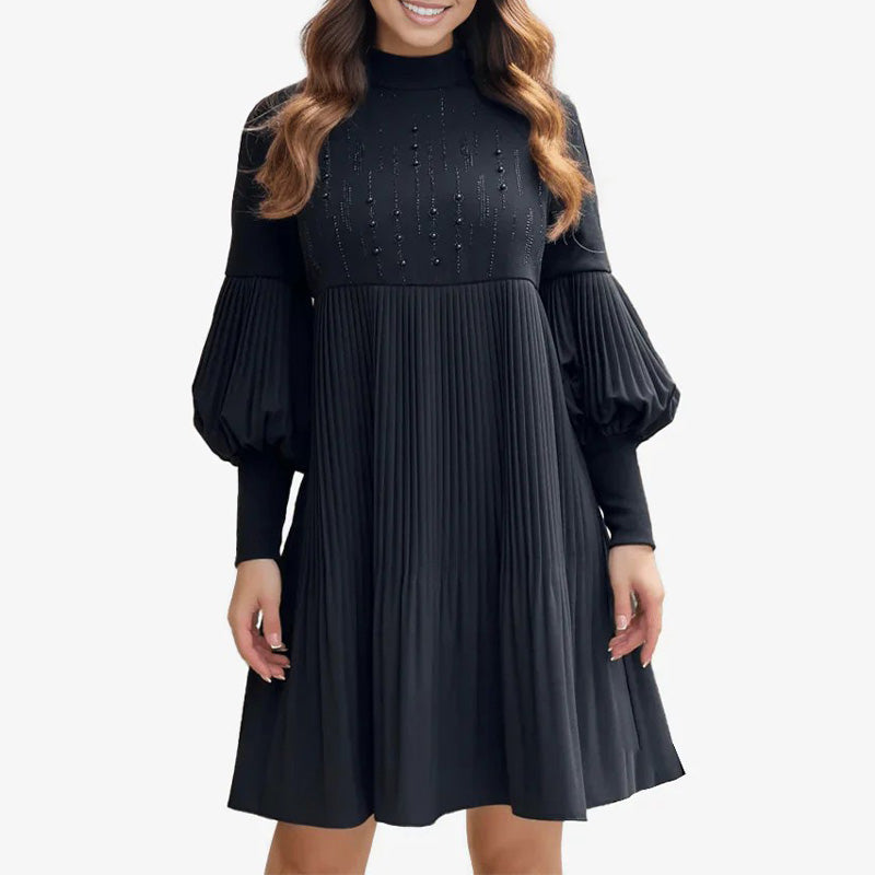 Avelyn™ - Vestido Plissado Elegante com Mangas de Lanterna para Mulheres