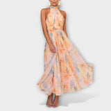 Rosie - Vestido Maxi com Decote Halter e Costas Abertas