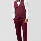 Fatos de Prom para Homens em Burgundy com 3 Peças e Lapela Ponta