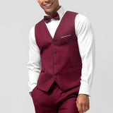 Fatos de Prom para Homens em Burgundy com 3 Peças e Lapela Ponta