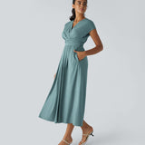 Vestido Cora longo de Cintura Alta  leve e Atemporal