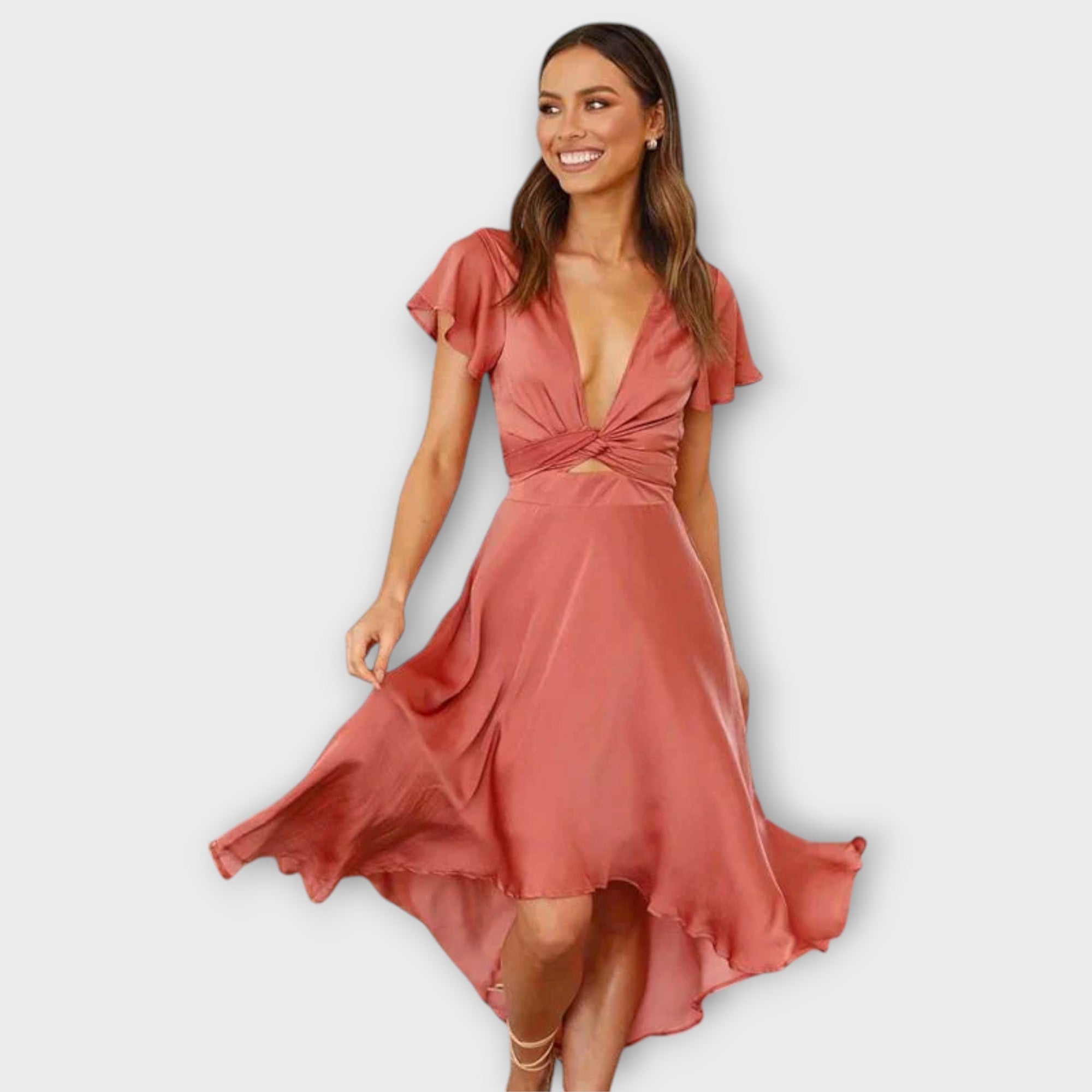 Margret - Elegante vestido midi com decote em V
