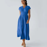Vestido Cora longo de Cintura Alta  leve e Atemporal