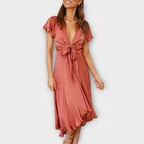 Margret - Elegante vestido midi com decote em V