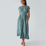 Vestido Cora longo de Cintura Alta  leve e Atemporal