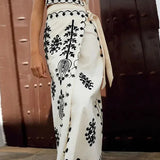 Maria - Conjunto estampado de top sem mangas e saia fluida