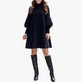 Avelyn™ - Vestido Plissado Elegante com Mangas de Lanterna para Mulheres