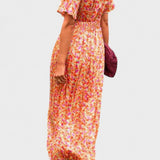 Bianca - Vestido maxi floral com mangas esvoaçantes