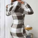 Casaco xadrez Melina suave e aconchegante