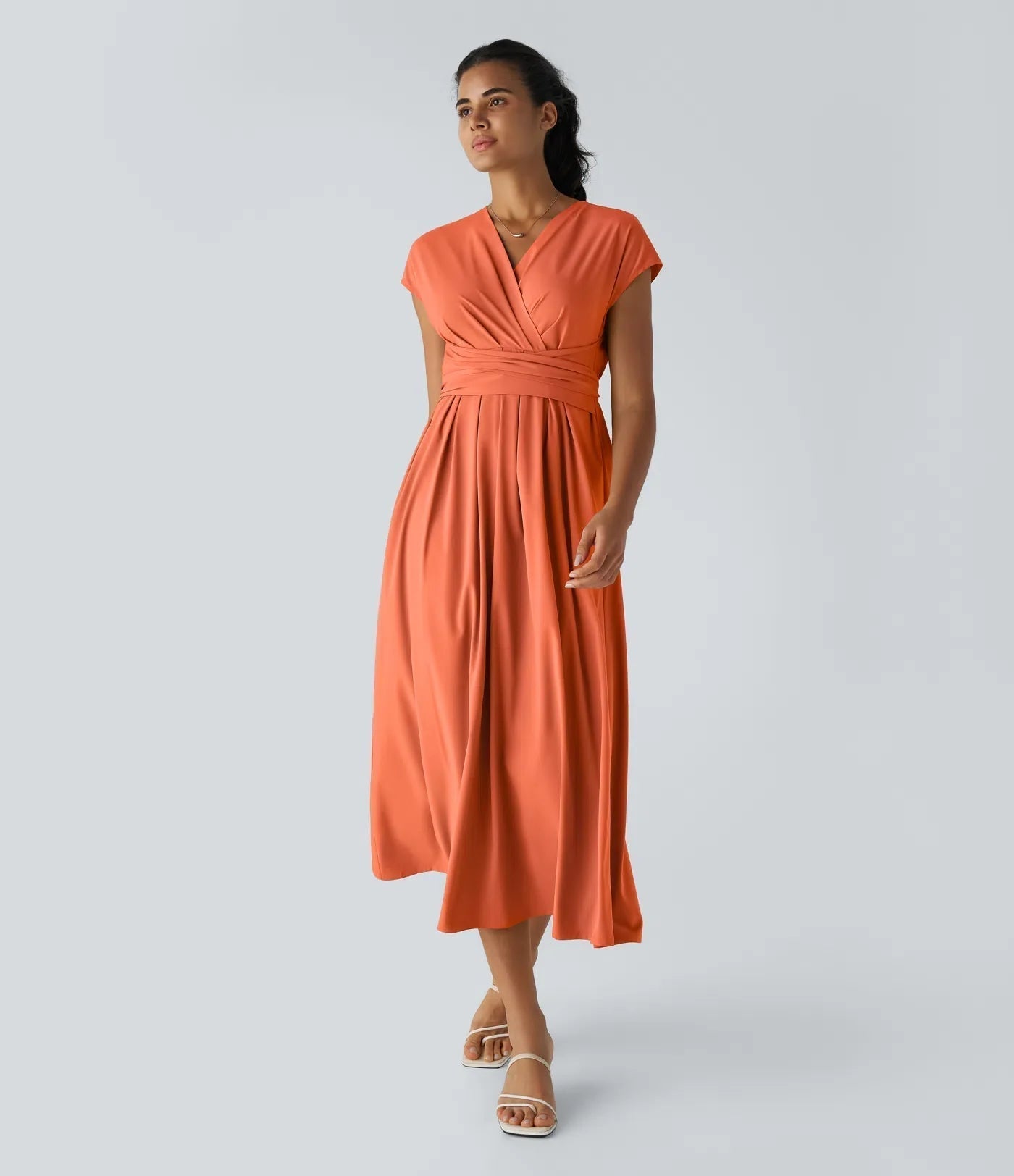 Vestido Cora longo de Cintura Alta  leve e Atemporal