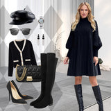 Avelyn™ - Vestido Plissado Elegante com Mangas de Lanterna para Mulheres