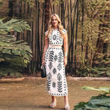 Maria - Conjunto estampado de top sem mangas e saia fluida
